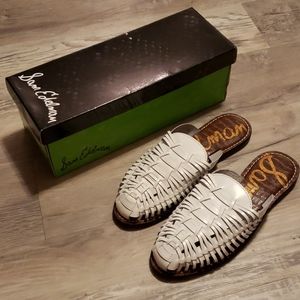 Sam Edelman white leather mules